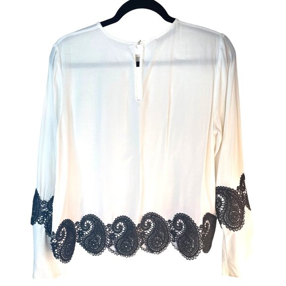2/$30 ZARA Basic Small White Blouse With Black Lace Trim - Picture 2 of 11